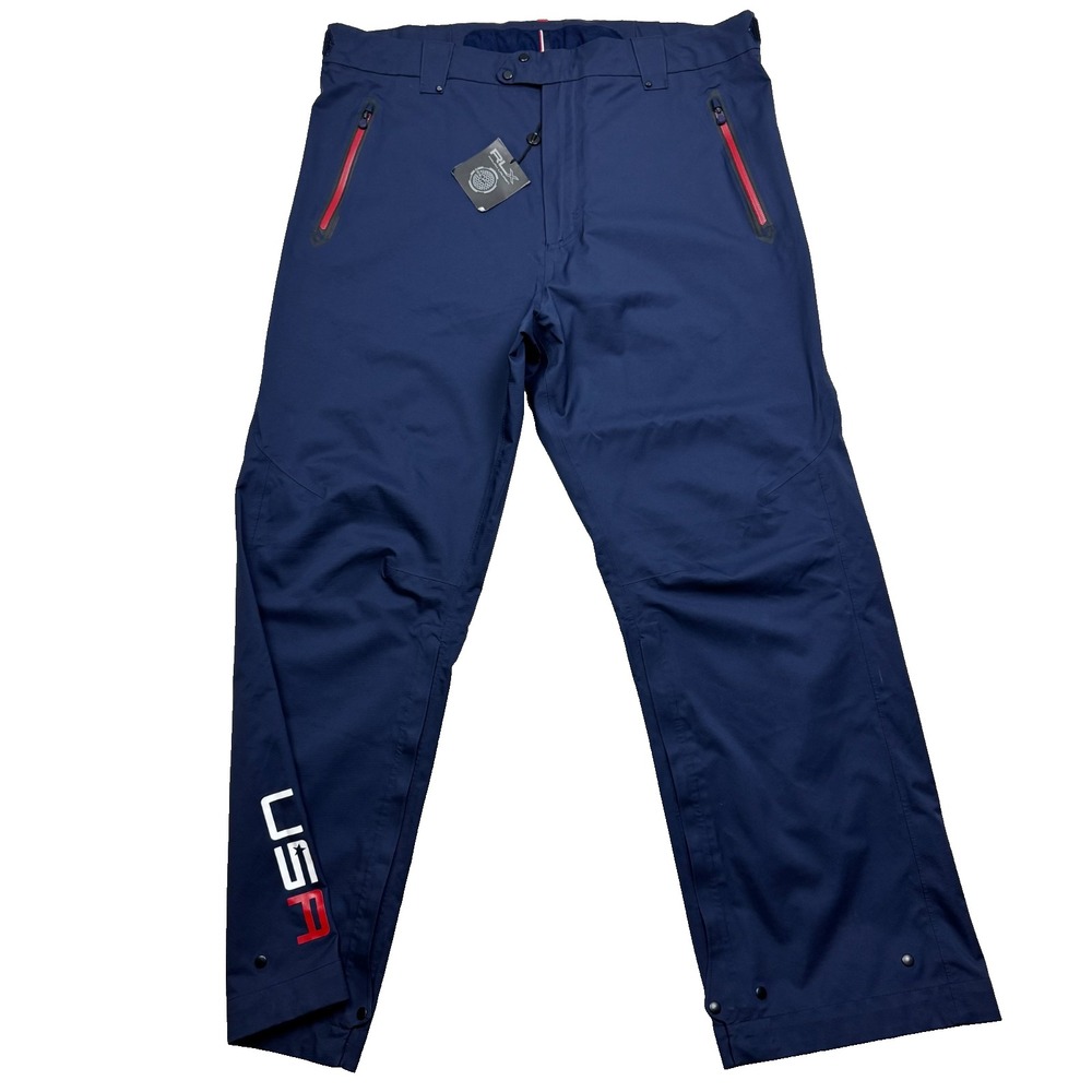 RLX Ralph Lauren Men's Navy Cargo Pants with Red Accents